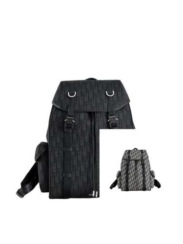 Grain Cow Leather Vintage Oblique Jacquard Flap Backpack 2 colors 29116517