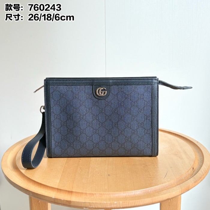 Dark GG Supreme Clutch Bag Men's Travel Dopp Kit Hand Pouch 3 colors 29116462