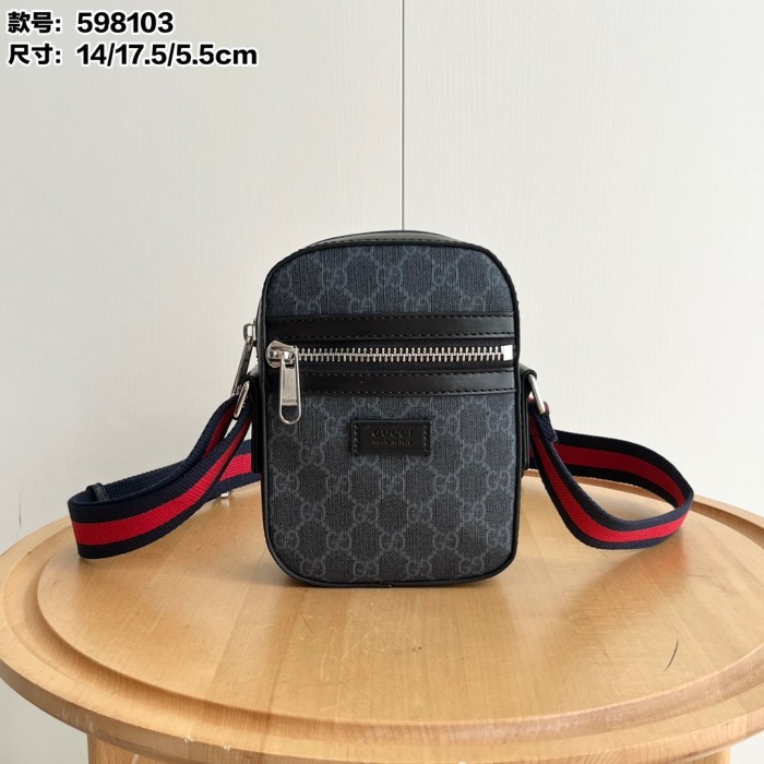 Black GG Supreme Mini Vertical Phone Crossbody Bag 29116474