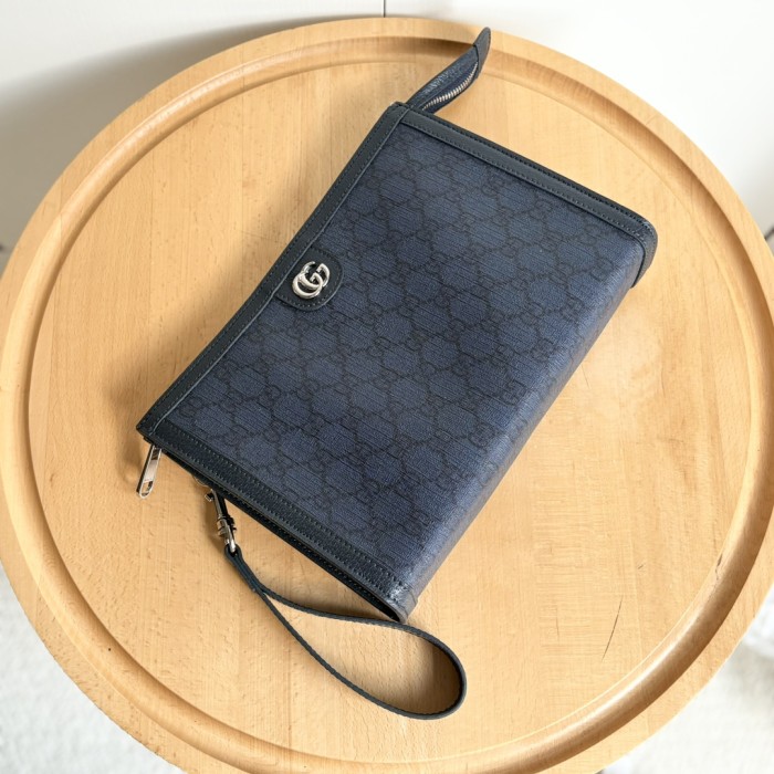 Dark GG Supreme Clutch Bag Men's Travel Dopp Kit Hand Pouch 3 colors 29116462