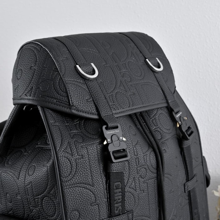 Grain Cow Leather Buckle Closure Embossed Logo Flap Backpack 29116519