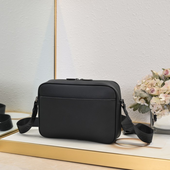Oblique Jacquard & Full Grain Cow Leather Zipper Messenger Bag 29116563