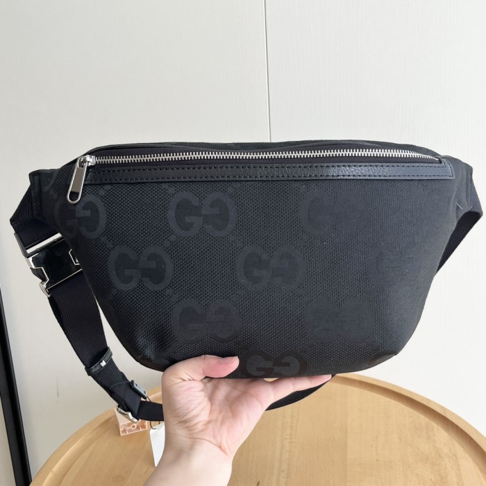 All Black Embossed GG Fanny Pack Large Waist Bag 2 colors 29116459