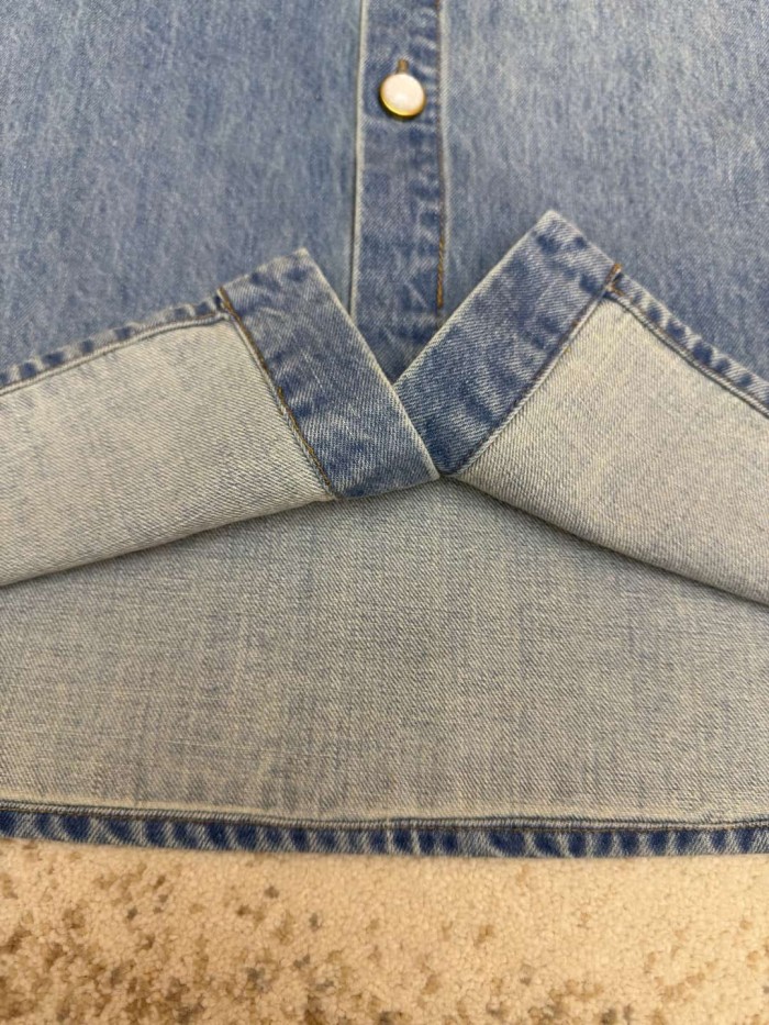 1:1 quality version Pocket Thick Thread Logo Embroidery Denim Shirt 29116515