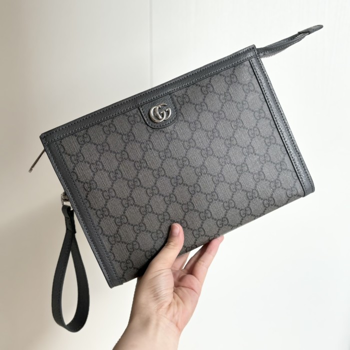 Dark GG Supreme Clutch Bag Men's Travel Dopp Kit Hand Pouch 3 colors 29116462