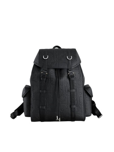 Grain Cow Leather Buckle Closure Embossed Logo Flap Backpack 29116519