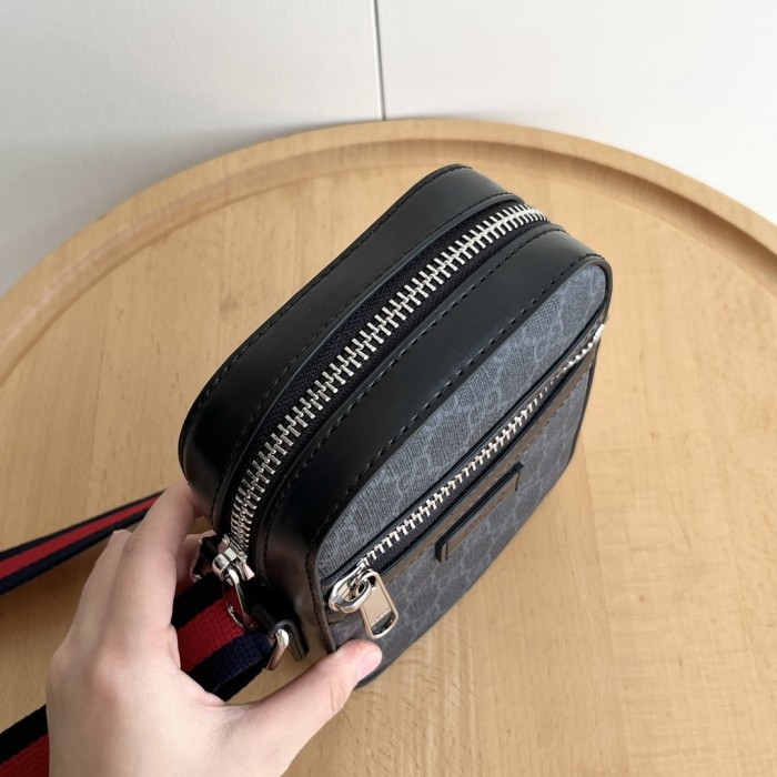 Black GG Supreme Mini Vertical Phone Crossbody Bag 29116474