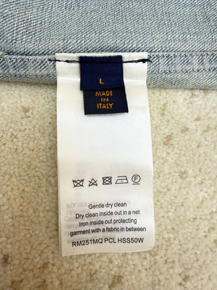 1:1 quality version Pocket Thick Thread Logo Embroidery Denim Shirt 29116515