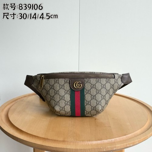 GG Monogram Belt Bag Retro Green-Red Web Detail Zipper Chest Pack 29116343