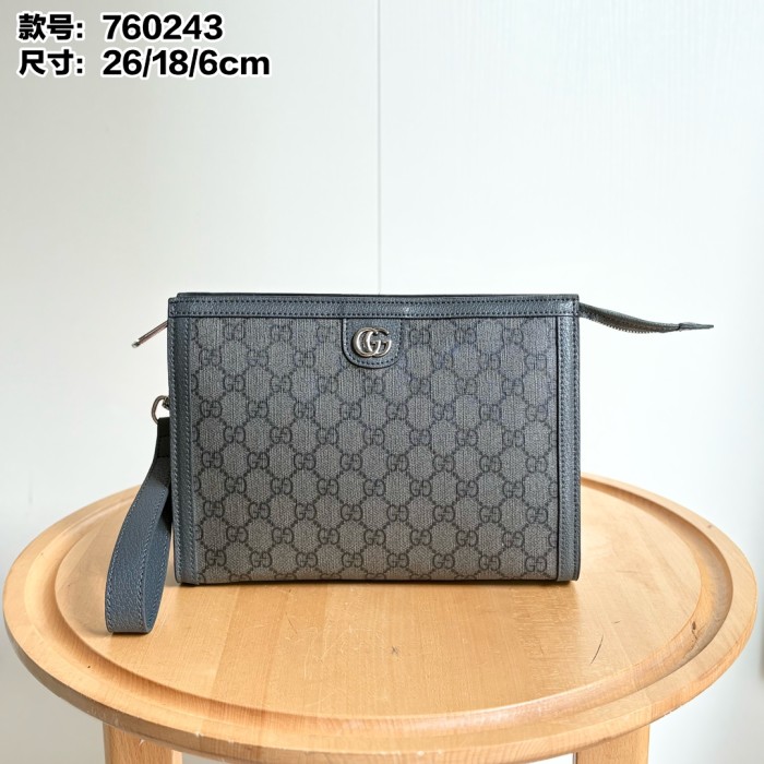 Dark GG Supreme Clutch Bag Men's Travel Dopp Kit Hand Pouch 3 colors 29116462