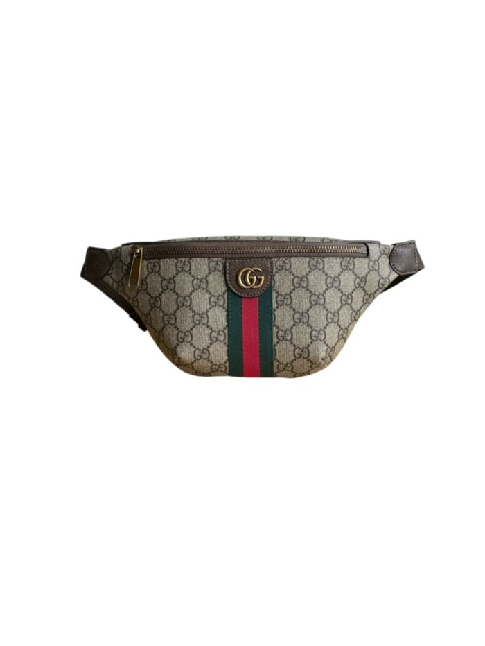 GG Monogram Belt Bag Retro Green-Red Web Detail Zipper Chest Pack 29116343