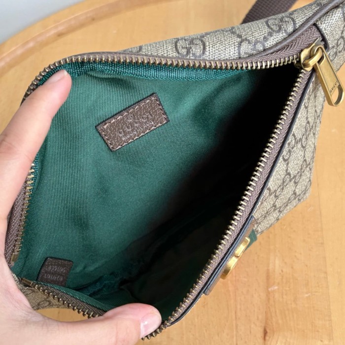 GG Monogram Belt Bag Retro Green-Red Web Detail Zipper Chest Pack 29116343