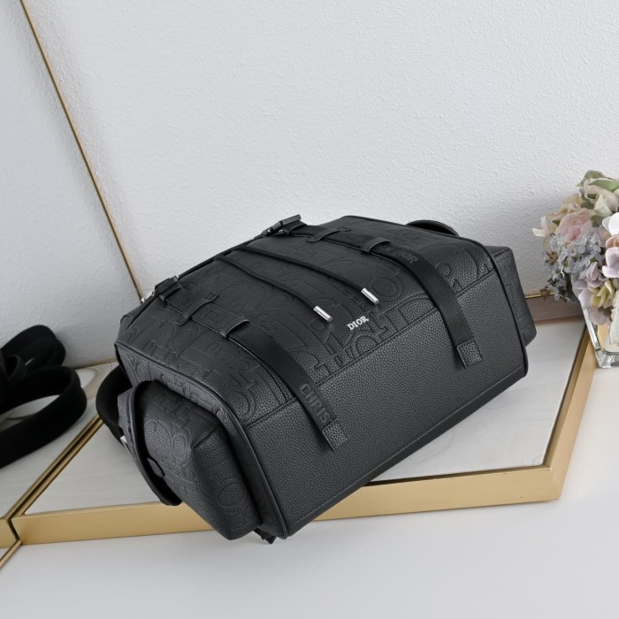 Grain Cow Leather Buckle Closure Embossed Logo Flap Backpack 29116519