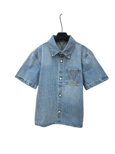 1:1 quality version Pocket Thick Thread Logo Embroidery Denim Shirt 29116515