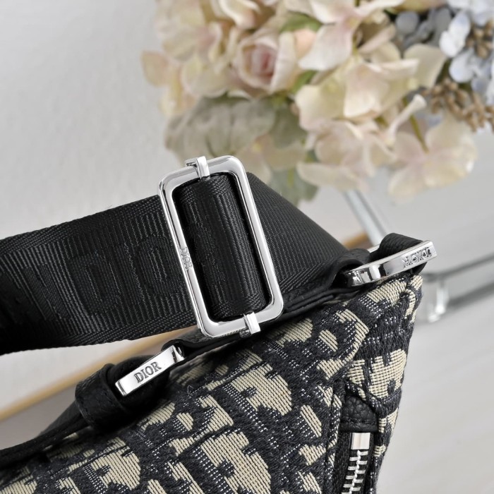 Cow Leather Trim Oblique Jacquard Flap Pocket Zip Waist Bag 2 colors 29116499
