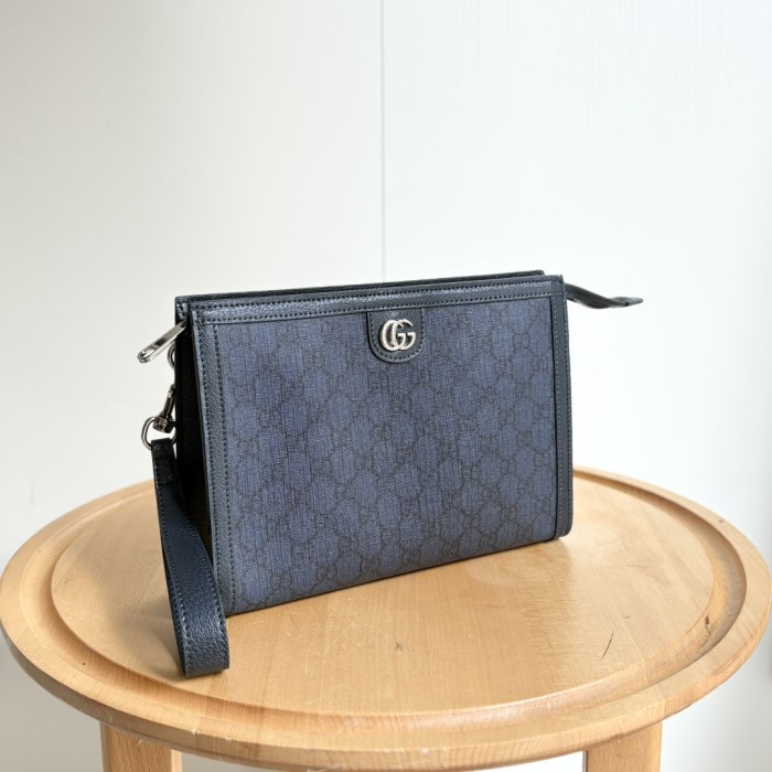 Dark GG Supreme Clutch Bag Men's Travel Dopp Kit Hand Pouch 3 colors 29116462