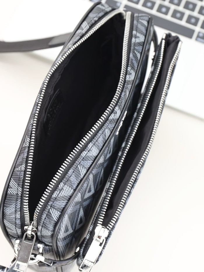 Mens Jacquard Pattern Camera Crossbody 3-in-1 Zipper Saddle Clutch Bag 3 colors 29116535