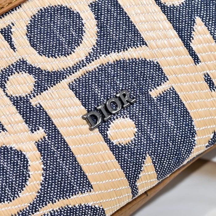 Vintage Blue Jacquard Pattern Grain Leather Crossbody Bag 29116569
