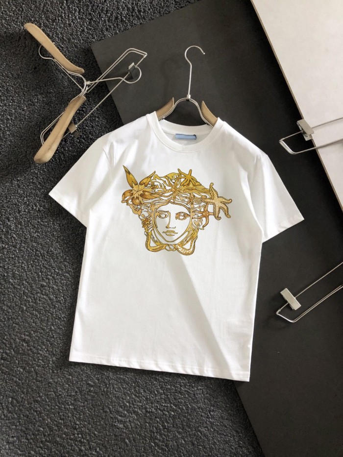 Luxury Mediterranean Style Golden Starfish Ocean Medusa Graphic Print Matching Couple T-shirt 2 colors 29119673