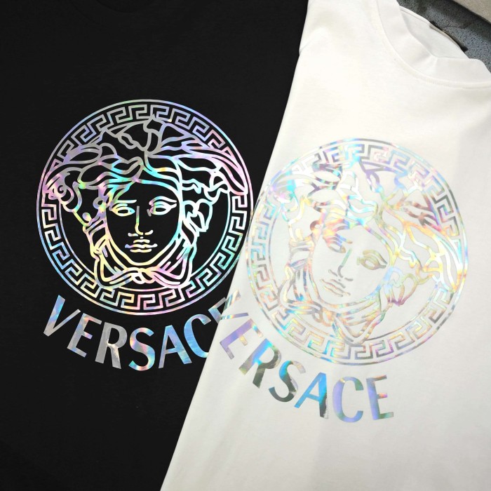 Iridescent Color-Shift Medusa Letter Logo Print Matching Couple T-shirt 2 colors 29119351