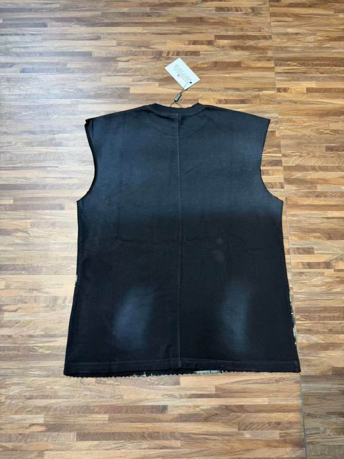 Skeleton Cowboy Toast Rhinestone Print Washed Vest 2 colors 29119187