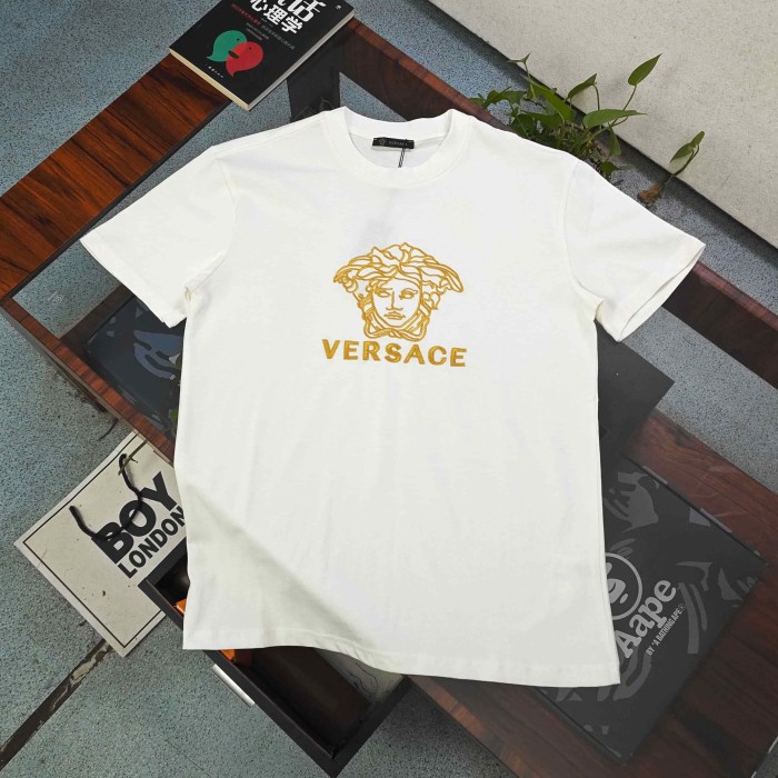 Stitched Medusa Logo Embroidery Casual Matching Couple T-shirt 2 colors 29119369