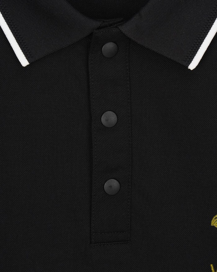 Business Luxury Slim Fit Contrast Piping Collar Tiny Golden Medusa Embroidery Men's Polo Shirt 3 colors 29119789