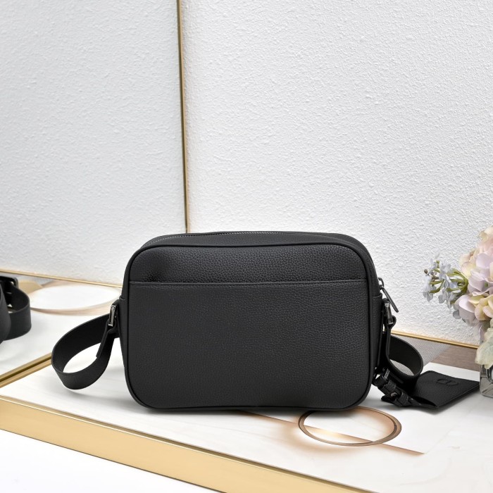 Men's Matte Grained Calfskin CD Icon Flap Crossbody Messenger Bag 29119220