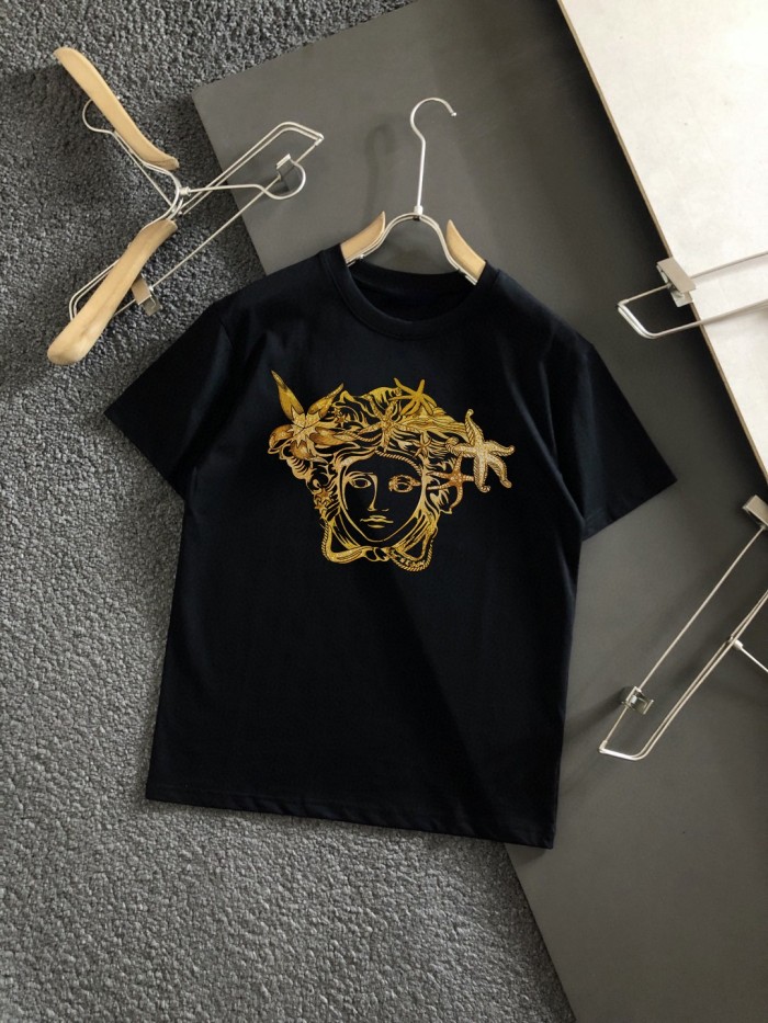 Luxury Mediterranean Style Golden Starfish Ocean Medusa Graphic Print Matching Couple T-shirt 2 colors 29119673