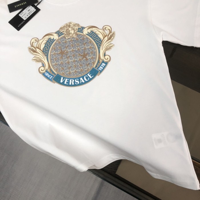 Luxury Baroque Style Crystal Rhinestone Badge Medusa Graphic Print Matching Couple T-shirt 2 colors 29119651