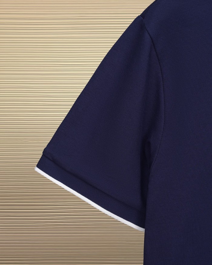 Business Luxury Slim Fit Contrast Piping Collar Tiny Golden Medusa Embroidery Men's Polo Shirt 3 colors 29119789