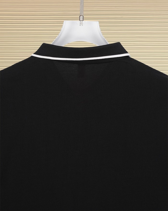 Business Luxury Slim Fit Contrast Piping Collar Tiny Golden Medusa Embroidery Men's Polo Shirt 3 colors 29119789