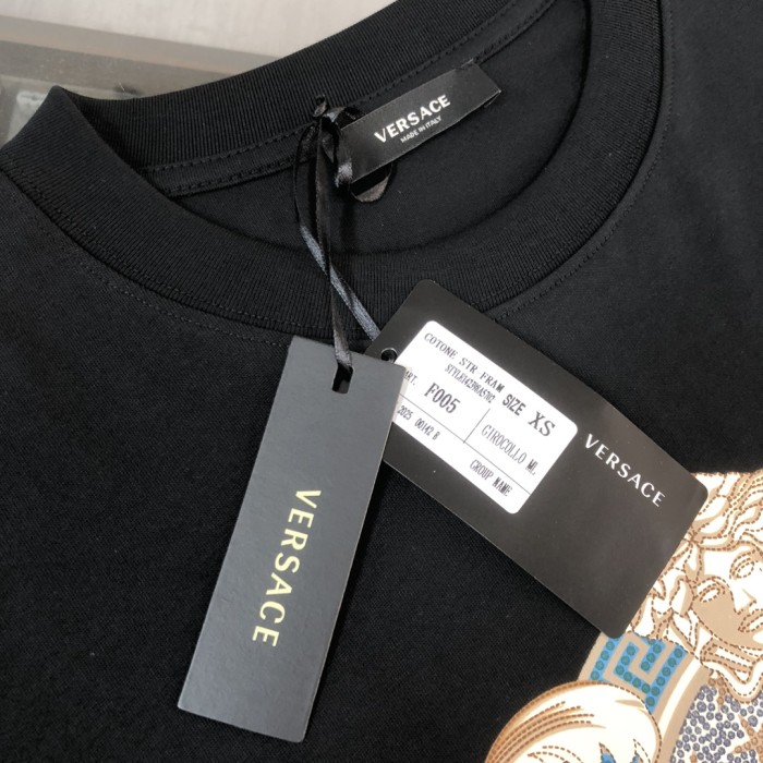 Luxury Baroque Style Crystal Rhinestone Badge Medusa Graphic Print Matching Couple T-shirt 2 colors 29119651