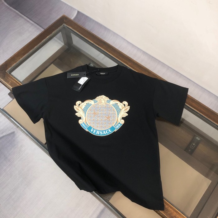 Luxury Baroque Style Crystal Rhinestone Badge Medusa Graphic Print Matching Couple T-shirt 2 colors 29119651