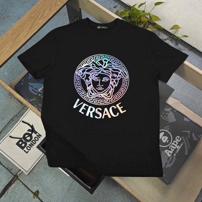 Iridescent Color-Shift Medusa Letter Logo Print Matching Couple T-shirt 2 colors 29119351
