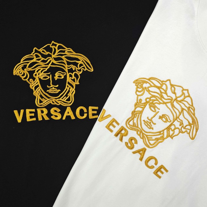 Stitched Medusa Logo Embroidery Casual Matching Couple T-shirt 2 colors 29119369