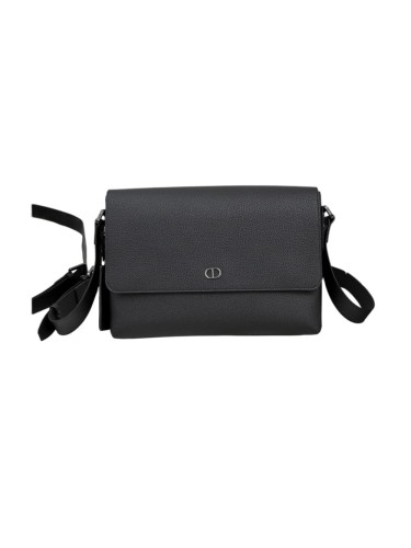 Matte Grained Calfskin CD Logo Debossed Men's Messenger Crossbody Bag 29116578