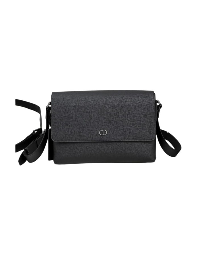 Matte Grained Calfskin CD Logo Debossed Men's Messenger Crossbody Bag 29116578