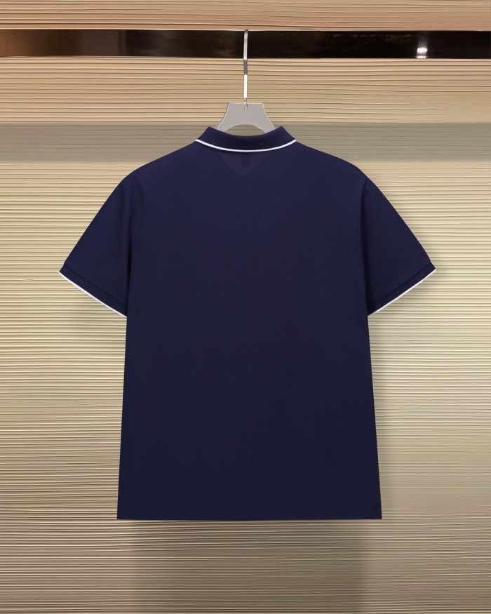 Business Luxury Slim Fit Contrast Piping Collar Tiny Golden Medusa Embroidery Men's Polo Shirt 3 colors 29119789