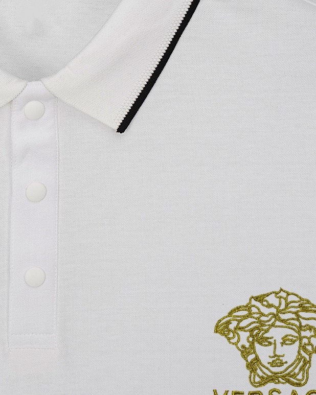 Business Luxury Slim Fit Contrast Piping Collar Tiny Golden Medusa Embroidery Men's Polo Shirt 3 colors 29119789