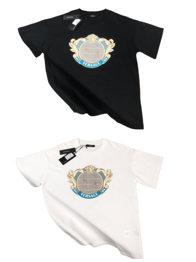 Luxury Baroque Style Crystal Rhinestone Badge Medusa Graphic Print Matching Couple T-shirt 2 colors 29119651