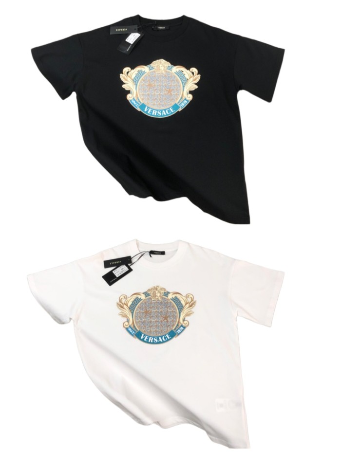 Luxury Baroque Style Crystal Rhinestone Badge Medusa Graphic Print Matching Couple T-shirt 2 colors 29119651