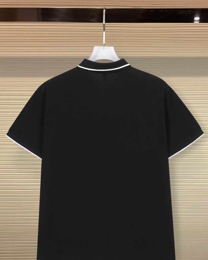 Business Luxury Slim Fit Contrast Piping Collar Tiny Golden Medusa Embroidery Men's Polo Shirt 3 colors 29119789