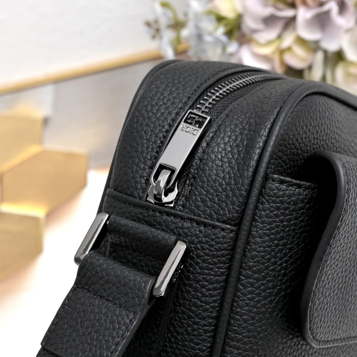 Men's Matte Grained Calfskin CD Icon Flap Crossbody Messenger Bag 29119220