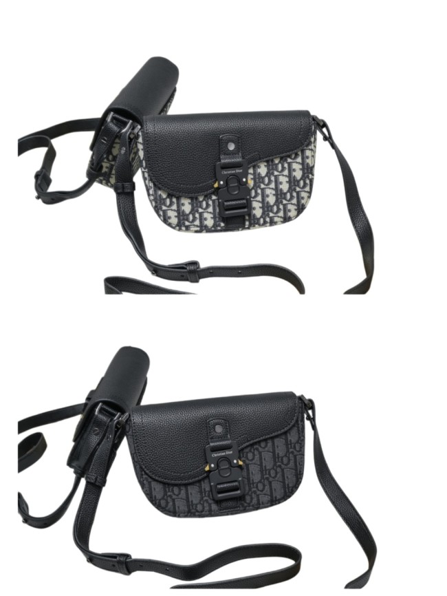 Men's Oblique Jacquard Saddle Crossbody Bag with Leather Flap 2 colors 29119184