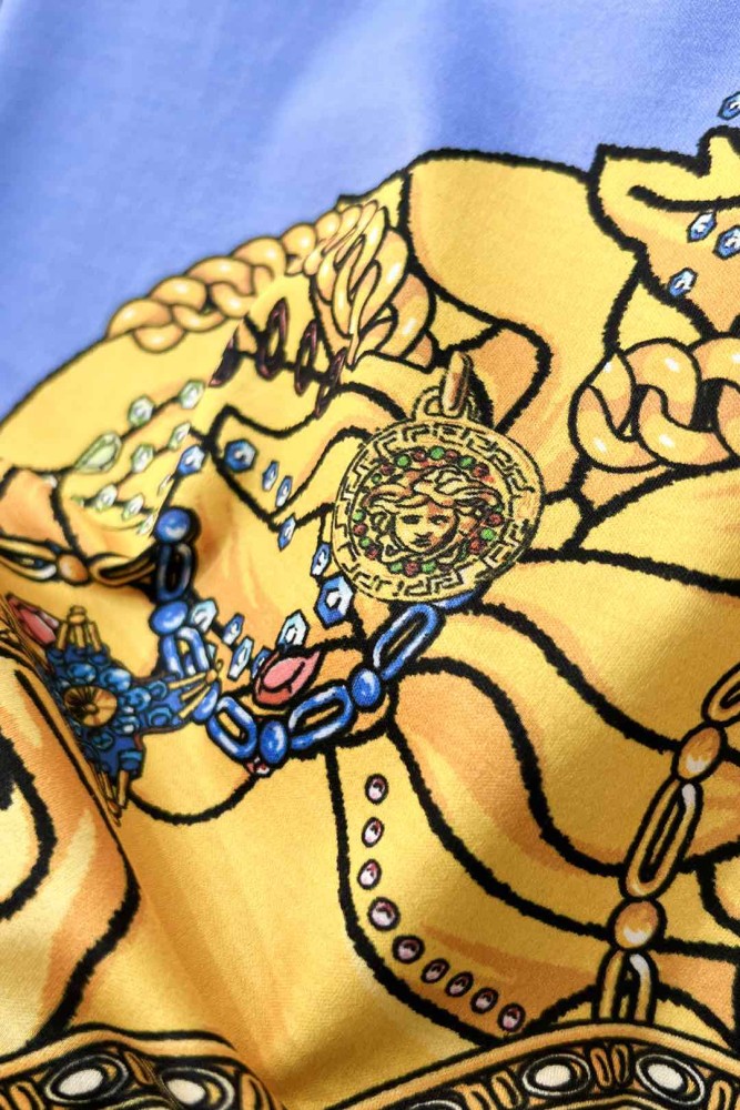 1:1 quality version Patchwork Baroque Style Chain Medusa Head All Over Golden Floral Print T-shirt 2 colors 29143759