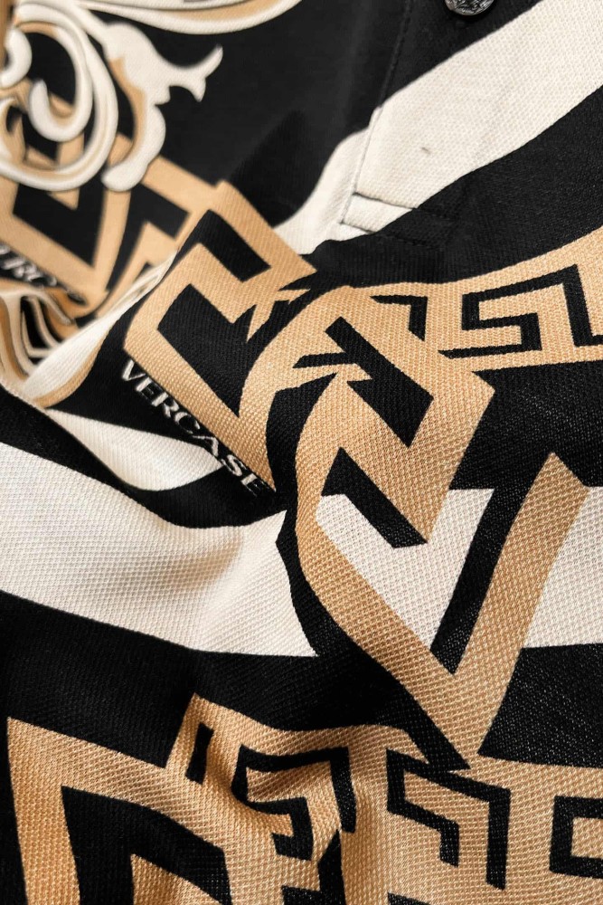 1:1 quality version Luxury Business Style Diagonal Stripe Splicing Greca Border Baroque Scroll Floral All Over Print Polo Shirt 29143770