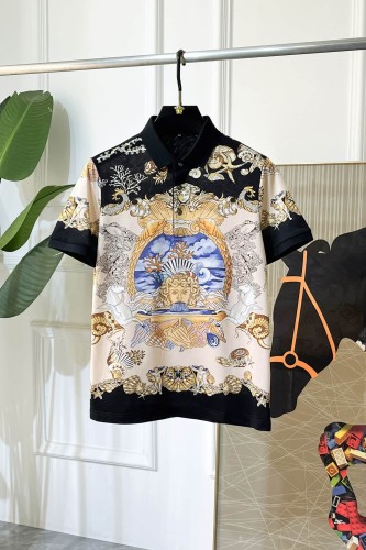 1:1 quality version Luxury Nautical Baroque Style All Over Seashell Coral Mermaid Medusa Print Polo Shirt 29143763