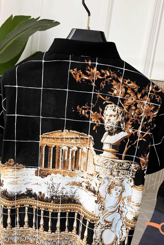 1:1 quality versionWhite Grid Background Ancient Greek Temple Sculpture Cherub All Over Print Polo Shirt 29143796