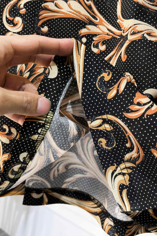 1:1 quality version Luxury Business Style Tiny Dot Background Golden Baroque Scroll Floral All Over Print Polo Shirt 29143798